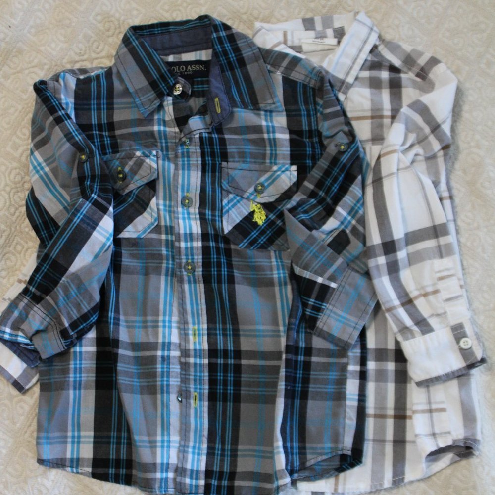 Two Plaid Boys Sz 4 Shirts Worn Once Polo Crazy 8
